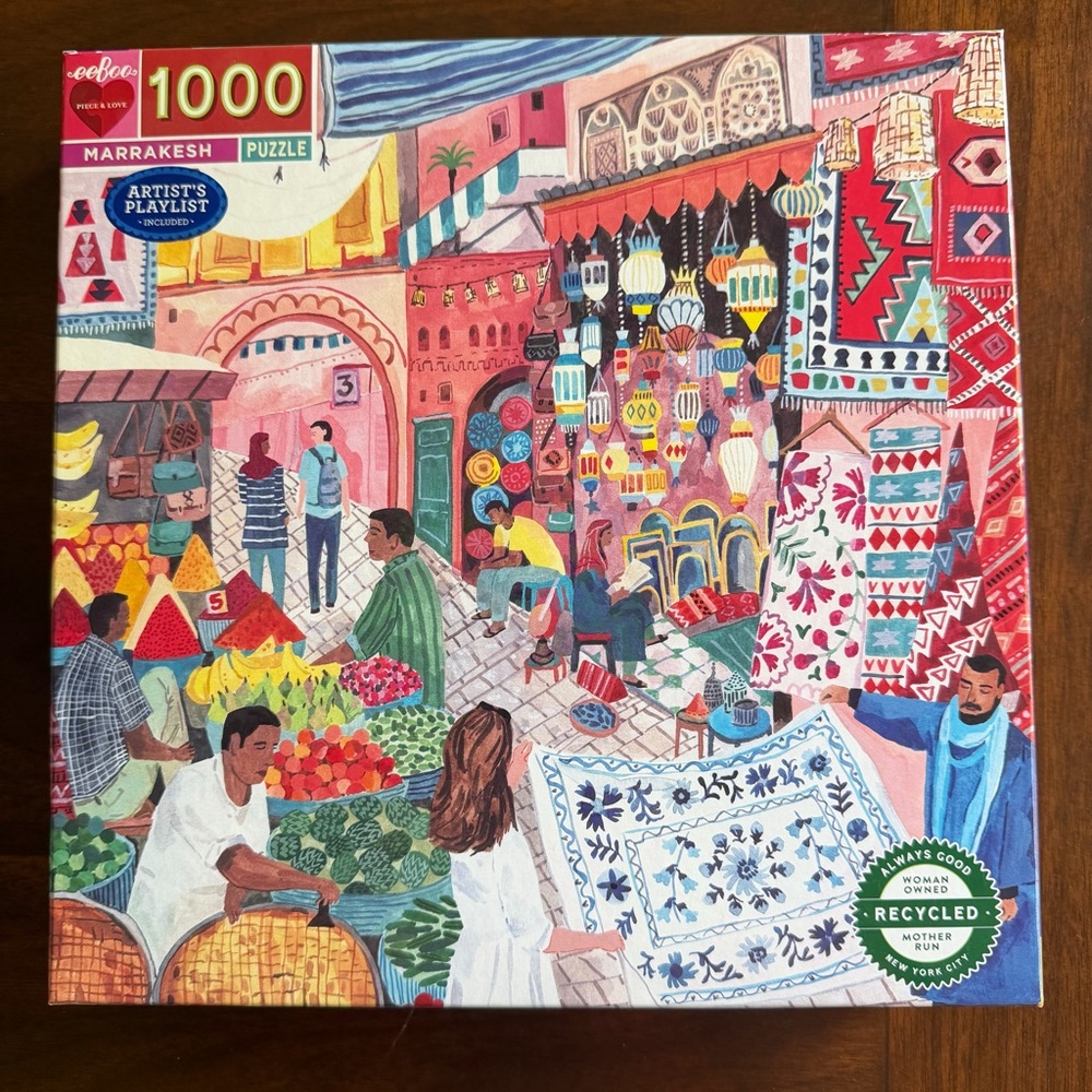 eeBoo Marrakesh 1000-Piece Puzzle - Colorful Market Scene